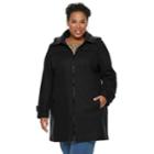 Plus Size Tower By London Fog Zip-front Wool Blend Jacket, Women's, Size: 3xl, Black