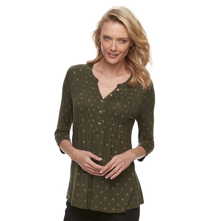 Women's Croft & Barrow&reg; Pleated Popover Top, Size: Xxl, Green