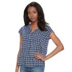 Petite Croft & Barrow&reg; Crepe Popover Top, Women's, Size: Xl Petite, Blue