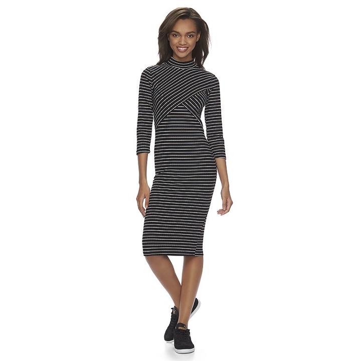 Juniors' Almost Famous Ribbed Mockneck Midi Dress, Girl's, Size: Large, Oxford