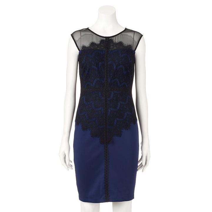 Women's Chaya Illusion Lace Sheath Dress, Size: 12, Med Blue