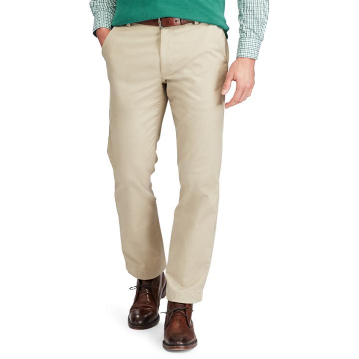 Men's Chaps Straight-fit Stretch Flat-front Pants, Size: 32x30, Beig/green (beig/khaki)