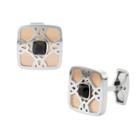 Men's Two Tone Stainless Steel Cuff Links, Brown