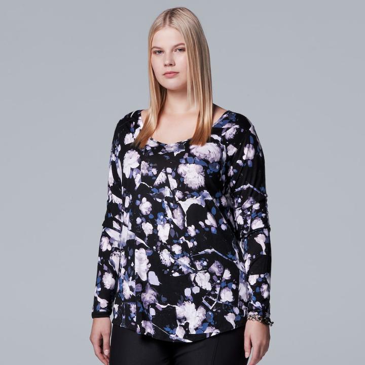 Plus Size Simply Vera Vera Wang Printed Tee, Women's, Size: 0x, Oxford