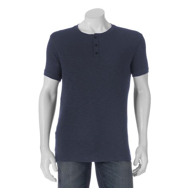 Men's Apt. 9&reg; Modern-fit Slubbed Henley, Size: Xl, Dark Blue