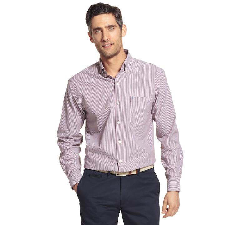 Men's Izod Premium Essentials Classic-fit Striped Button-down Shirt, Size: Xl, Drk Purple