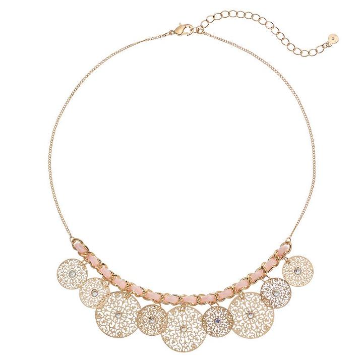 Lc Lauren Conrad Filigree Disc Statement Necklace, Women's, Pink