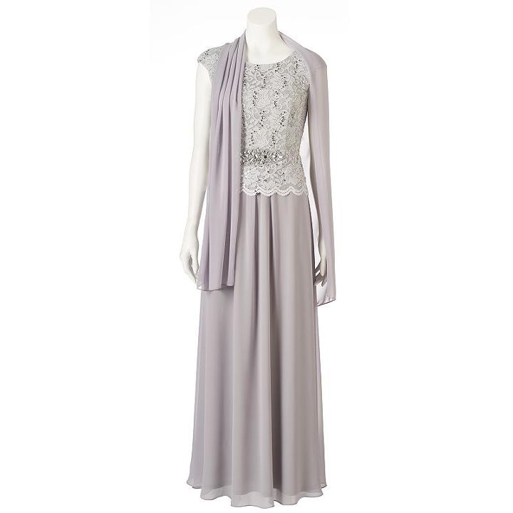 Women's Jessica Howard Sequin Lace Evening Gown, Size: 10, Silver