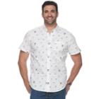 Big & Tall Sonoma Goods For Life&trade; Patterned Stretch Button-down Shirt, Men's, Size: L Tall, White