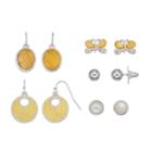 Yellow Butterfly & Round Earring Set, Women's
