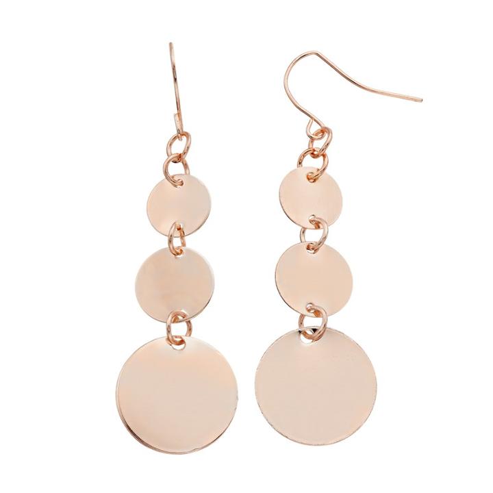 Disc Linear Drop Earrings, Women's, Light Pink