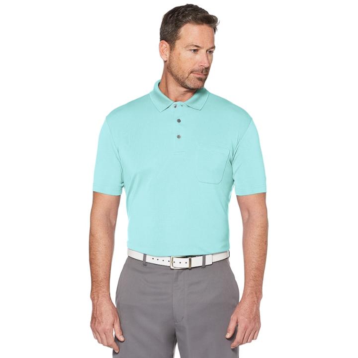 Men's Grand Slam Off Course Regular-fit Textured Pocket Golf Polo, Size: Medium, Blue
