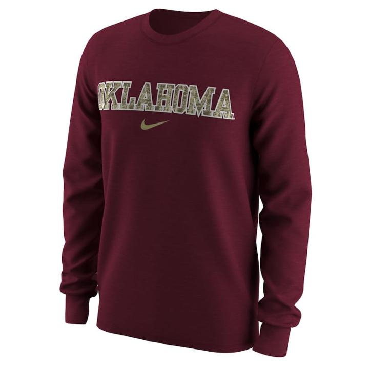 Men's Nike Oklahoma Sooners Camo Wordmark Tee, Size: Small, Red