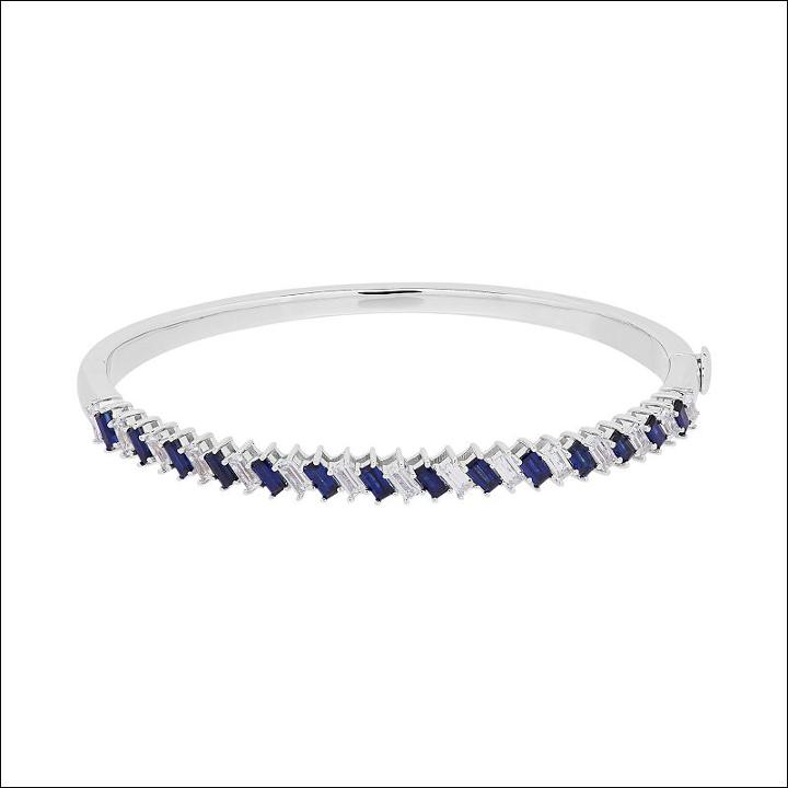 Simply Vera Vera Wang Sterling Silver Lab-created Blue & White Sapphire Bangle Bracelet, Women's