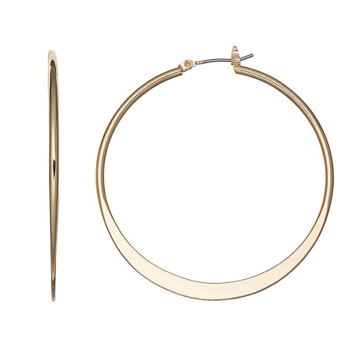 Apt. 9&reg; Flat Hoop Earrings, Women's, Gold