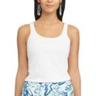 Women's Chaps Solid Tank, Size: Medium, White