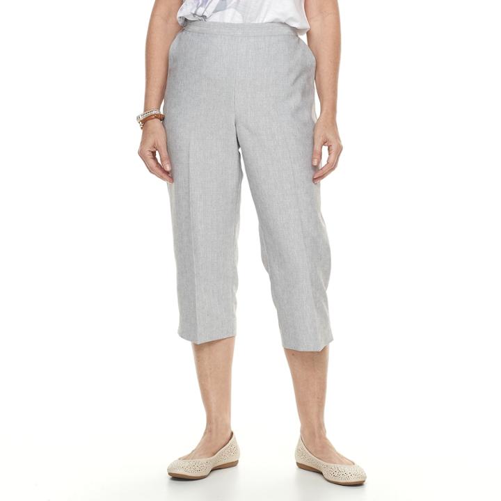 Petite Alfred Dunner Studio Pull-on Capri Pants, Women's, Size: 14 Petite, Grey