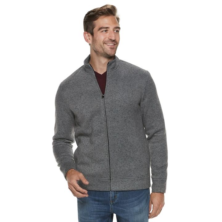 Men's Apt. 9&reg; Herringbone Sherpa-lined Jacket, Size: Medium, Dark Grey