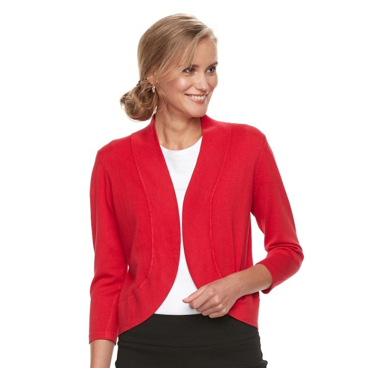 Women's Dana Buchman Jersey Stitch Bolero Jacket, Size: Medium, Med Red