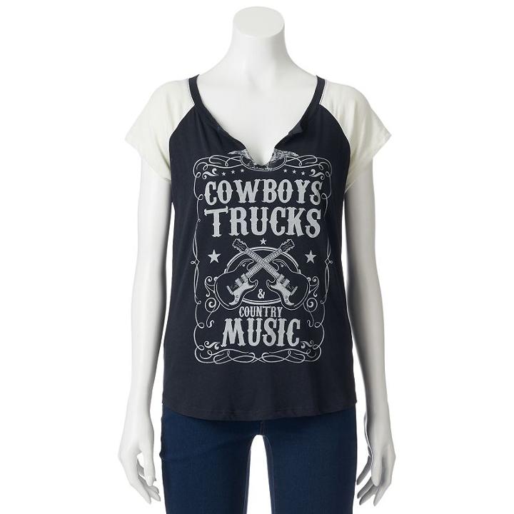 Juniors' Recycled Karma Country Music Graphic Tee, Girl's, Size: Xl, Black