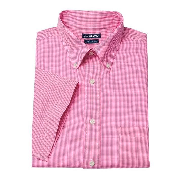 Men's Croft & Barrow&reg; Button-down Collar Dress Shirt, Size: Xxl18.5-19, Brt Pink