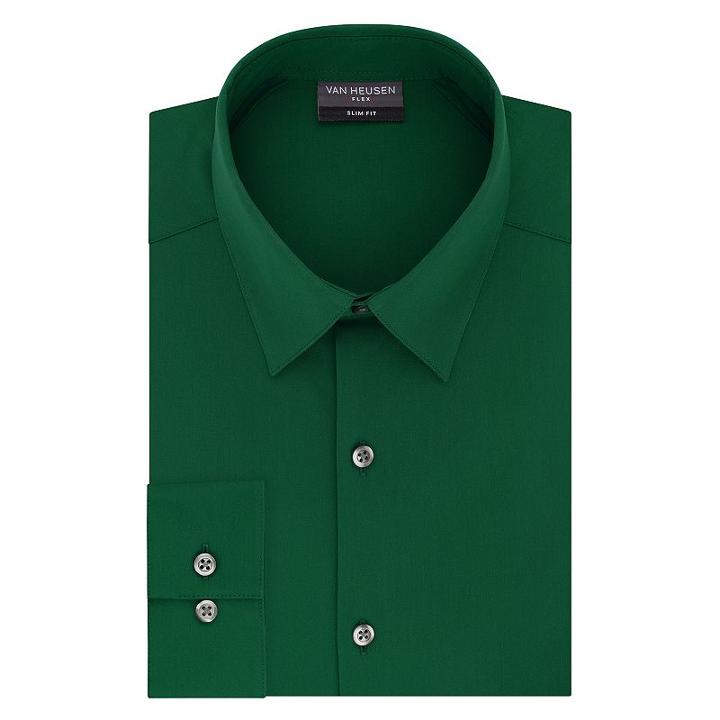 Men's Van Heusen Flex Collar Slim-fit 4-way Stretch Dress Shirt, Size: S 34/35, Green Oth