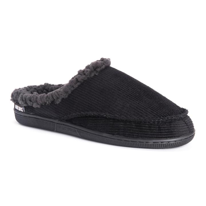 Men's Muk Luks Faux Fur Lined Corduroy Clog Slippers, Size: Large, Black
