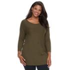 Plus Size Croft & Barrow&reg; Ribbed Tunic, Women's, Size: 2xl, Green