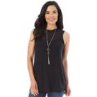 Women's Ab Studio Textured Knit Swing Tank Top, Size: Small, Black