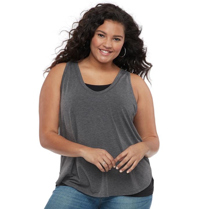 Juniors' Plus Size Mudd&reg; Shirttail V-neck Tank, Teens, Size: 1xl, Black