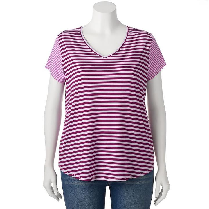 Juniors' Plus Size So&reg; Striped V-neck Tee, Girl's, Size: 3xl, Med Purple
