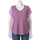 Juniors' Plus Size So&reg; Striped V-neck Tee, Girl's, Size: 3xl, Med Purple