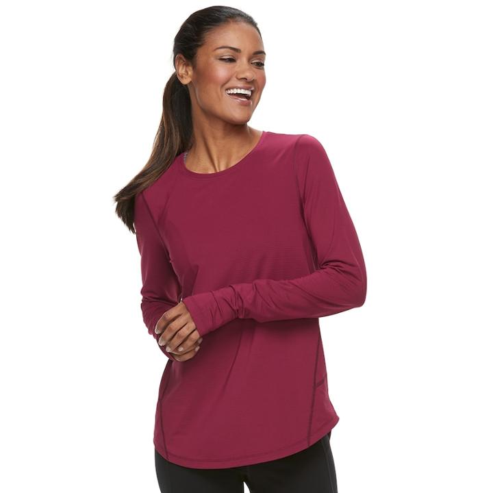 Women's Tek Gear&reg; Thumb Hole Long Sleeve Tee, Size: Small, Dark Red