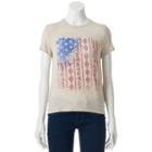 Juniors' About A Girl Patriotic Flag Graphic Tee, Size: Large, Lt Beige