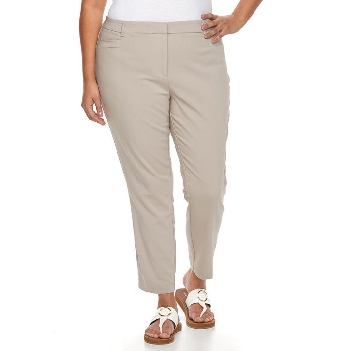 Plus Size Dana Buchman Comfort Back Dress Pants, Women's, Size: 20 W, Dark Brown