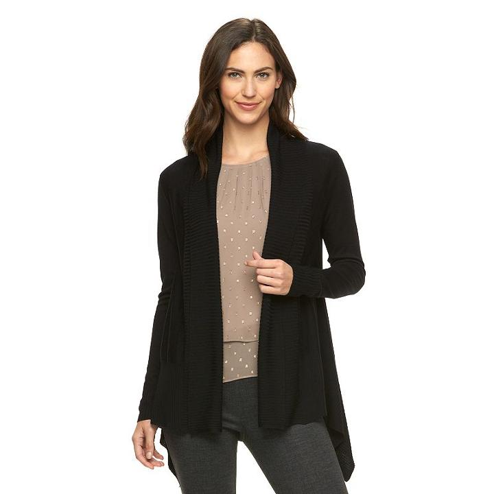 Women's Apt. 9&reg; Open-front Cardigan, Size: Medium, Black