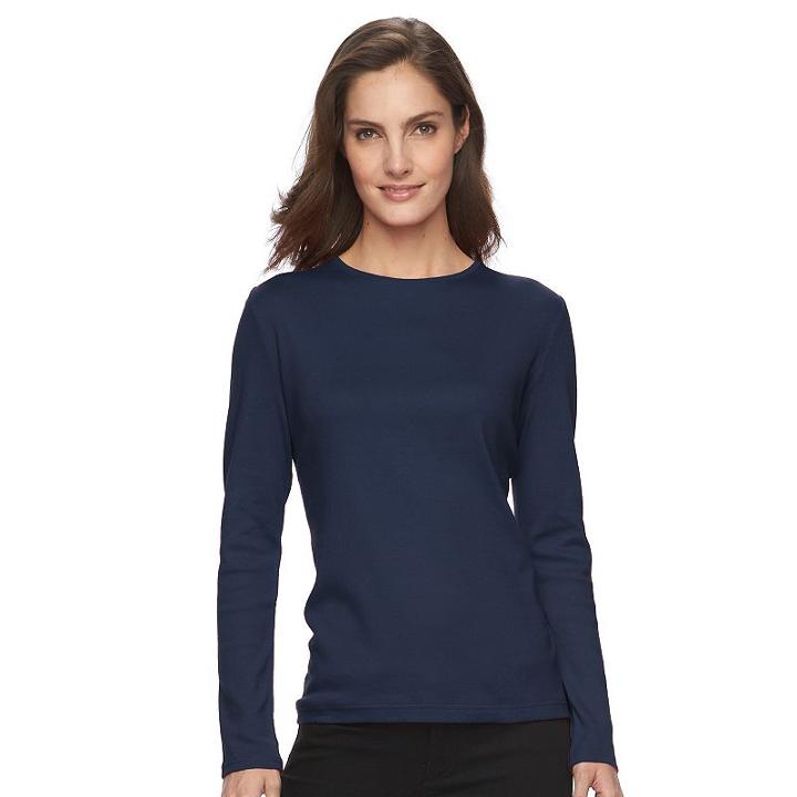 Women's Croft & Barrow&reg; Classic Crewneck Tee, Size: Xl, Blue
