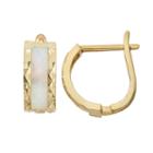 Lab-created Opal 14k Gold Over Silver Textured U-hoop Earrings, Women's, White