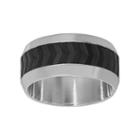 Lynx Stainless Steel Two Tone Ribbed Band - Men, Size: 11, Black