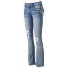 Juniors' Hydraulic Lola Curvy Faded Ripped Bootcut Jeans, Teens, Size: 7, Blue