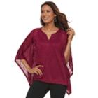 Women's Dana Buchman Button-front Slubbed Poncho, Size: L/xl, Dark Red