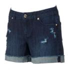 Women's Jennifer Lopez Distressed Cuffed Jean Shorts, Size: 4, Dark Blue