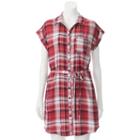 Juniors' Almost Famous Plaid Shirt Dress, Girl's, Size: Xl, Lt Brown
