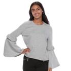 Juniors' Candie's&reg; Bell Sleeve Sweatshirt, Teens, Size: Medium, Light Grey