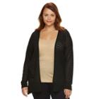 Plus Size Apt. 9&reg; Novelty Stitch Open-front Cardigan, Women's, Size: 1xl, Black
