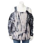 Plus Size Rock & Republic&reg; Tie-dye Cold-shoulder Sweater, Women's, Size: 3xl, Silver