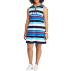 Plus Size Chaps Striped Lace-up Dress, Women's, Size: 1xl, Blue