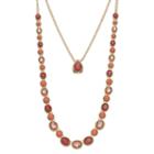 Napier Pink Faceted Stone Layered Necklace, Women's, Orange