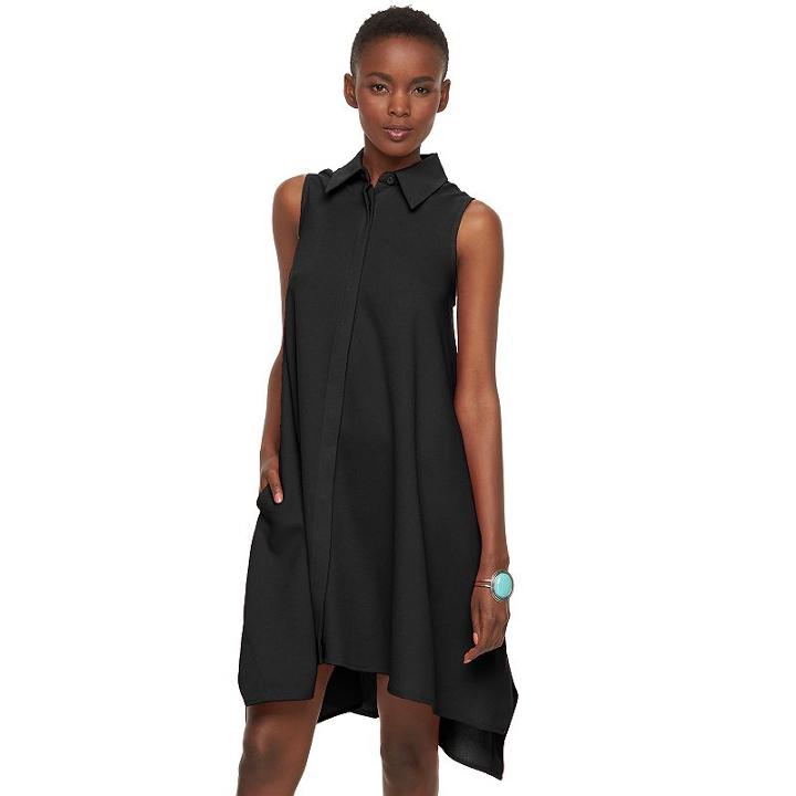 Women's Sharagano A-line Shirtdress, Size: 4, Black