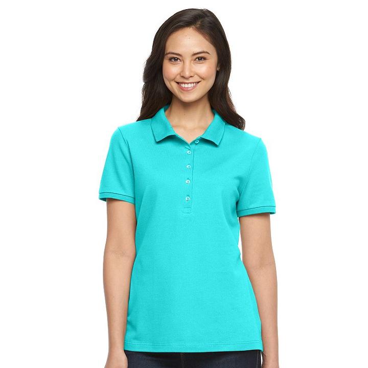 Women's Croft & Barrow&reg; Classic Solid Polo, Size: Xxl, Med Green